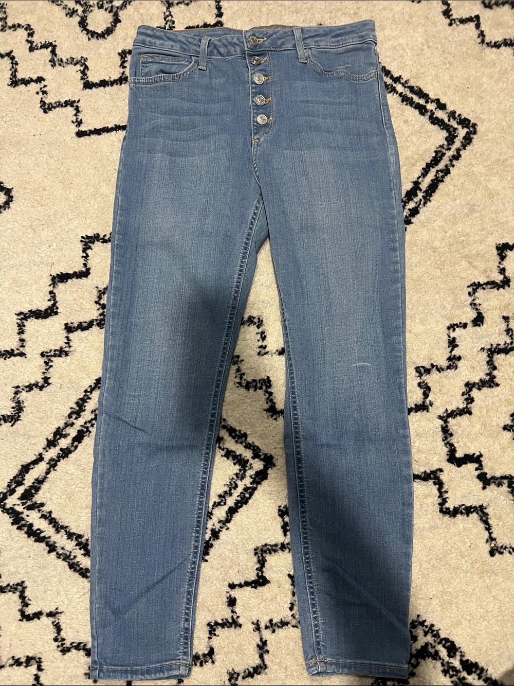 Just USA High-Rise Button-Fly Jeans in Medium Blue
